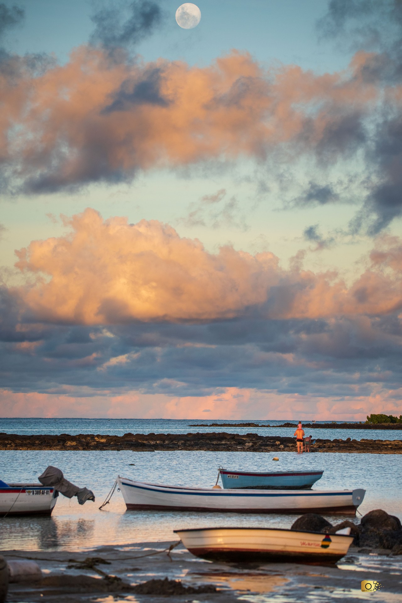Free Seascapes photos. Moon and the beach.